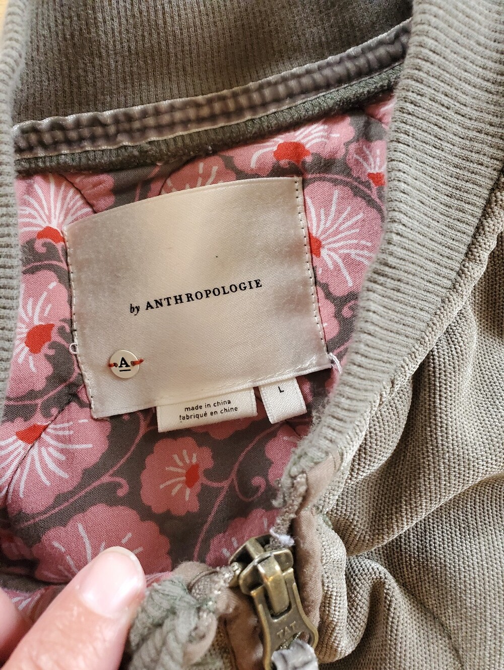 Anthropologie Quilted Coat Sage Green L - Picture 3 of 7